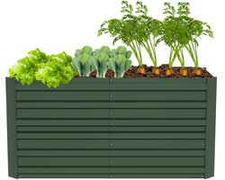 Aufun Metaal Verhoogde Plantenbak 180x90x58cm – Rechthoekig Groen – Voor Tuin/Keukenkrul/Pluktuin/Bloembed