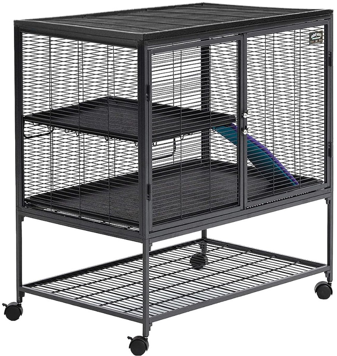 Aurixi® Rattenkooi - Frettenkooi - Chinchilla kooi - Zwart - 92cm x 62cm x 99cm