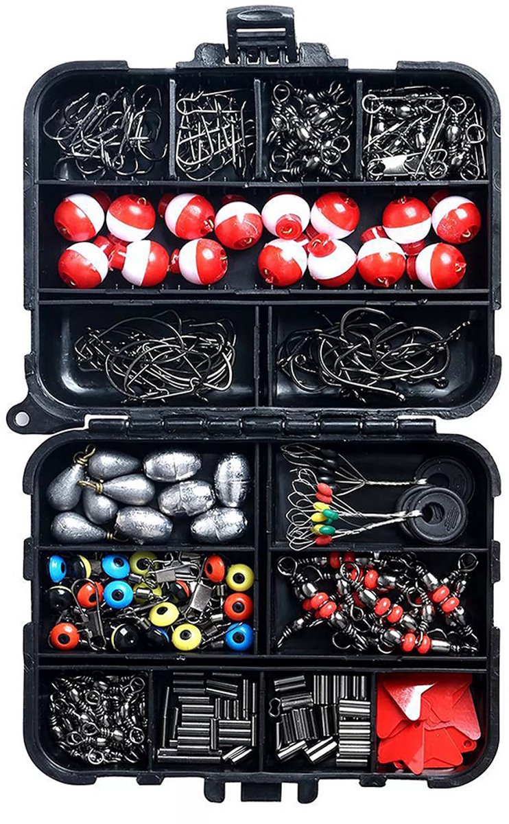 Homtas Vissets-Vissen Accessoires Kit-Fishing Terminal Tackleset 264 Delig-Vis Accessoires-Kunstaas-Viskoffer-Tackle Box-Swivel-Wartels