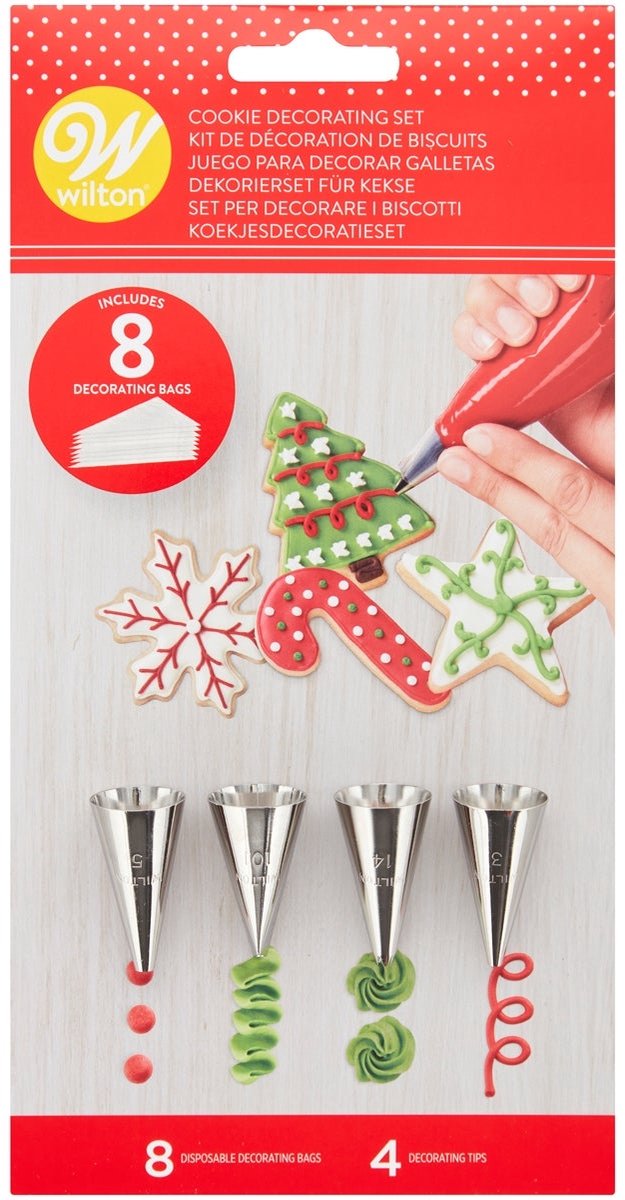 Wilton Koekjes Decoratie Kit - 8 Spuitzakken - 4 Spuitmondjes - Taartdecoratie