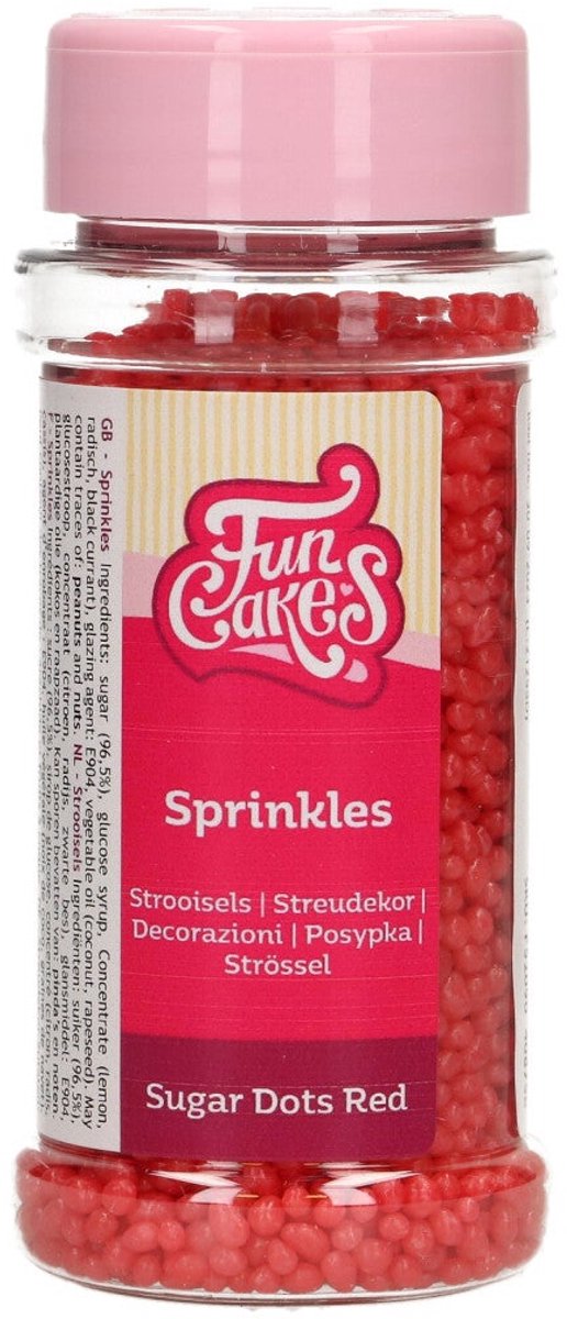 FunCakes Sugar Dots - Rood - 80g - Eetbare Taartdecoratie