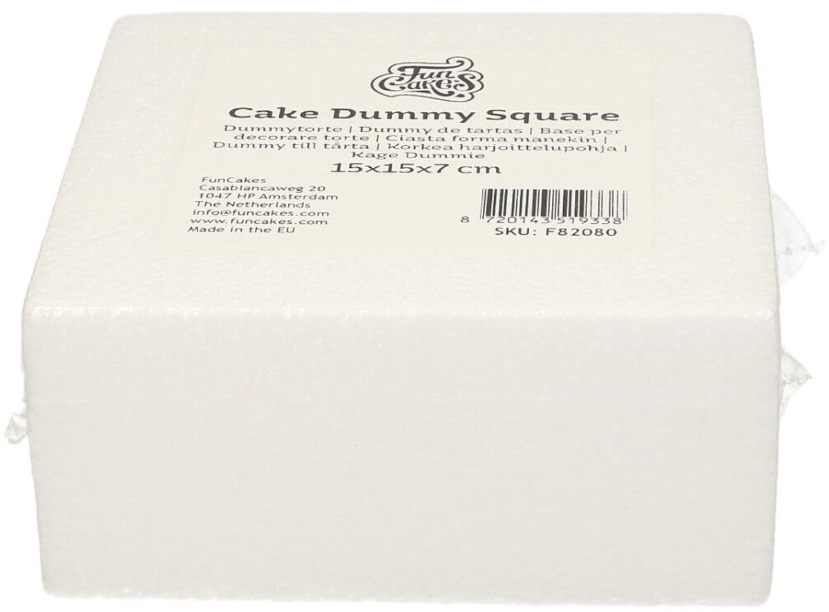 FunCakes Taart Dummy - Piepschuim Blok - Vierkant - 15x15x7 cm