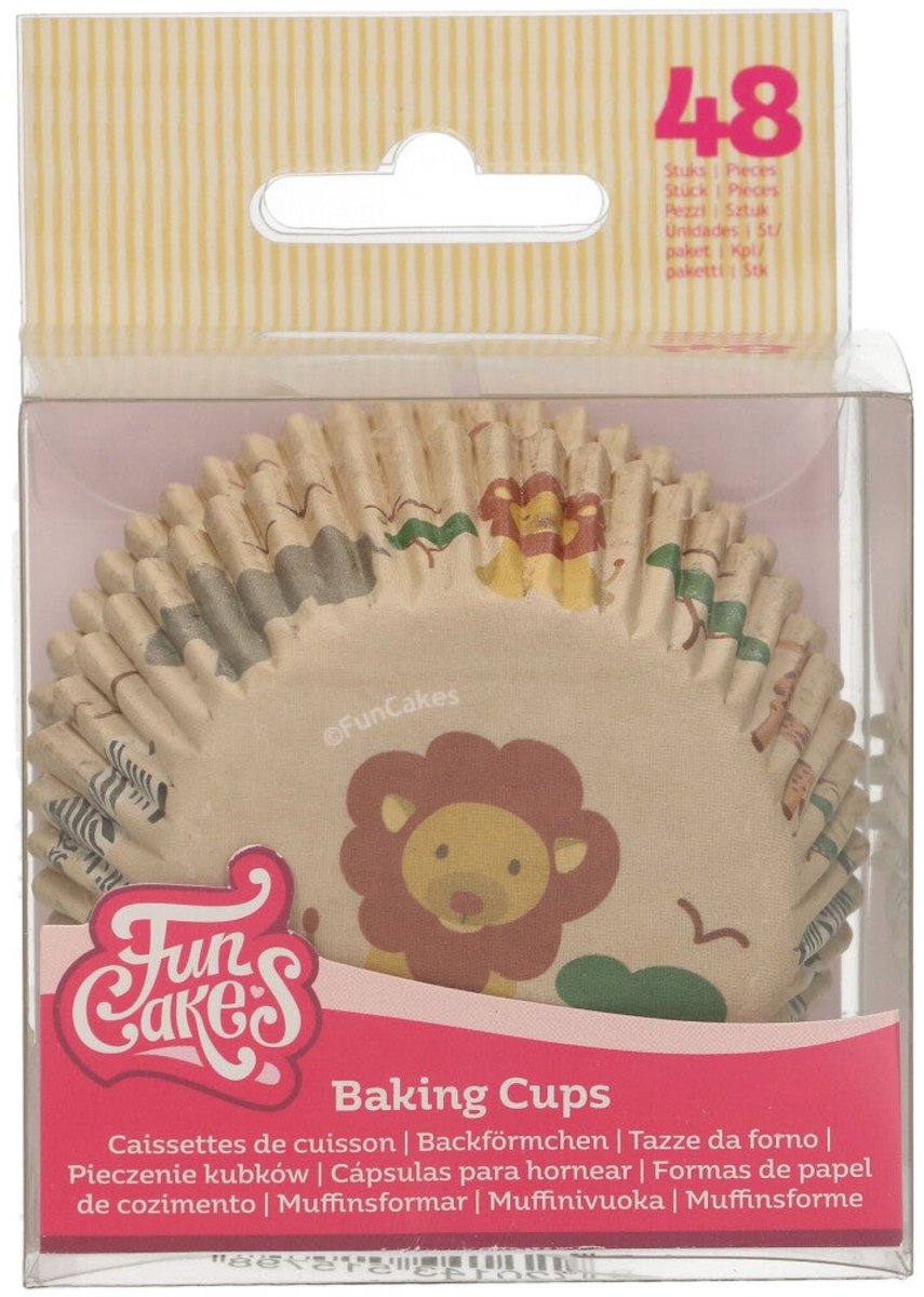 FunCakes Baking Cups - Safari Animals - 48 Stuks - Cupcake Vormpjes Papier