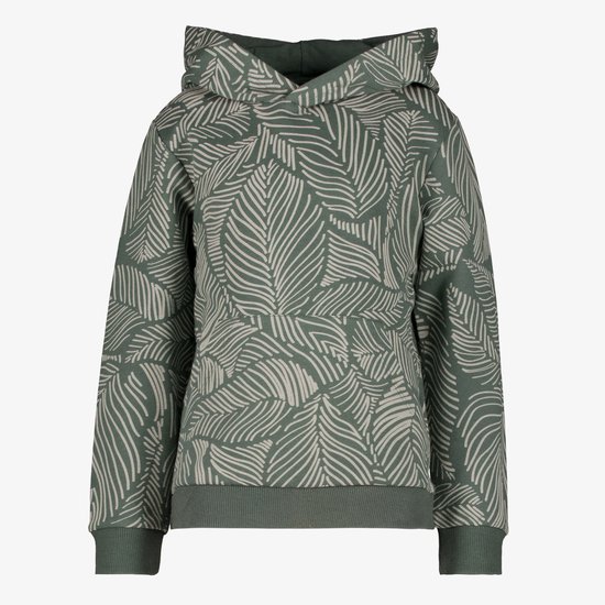 Groene hoodie met off-white bladprint.