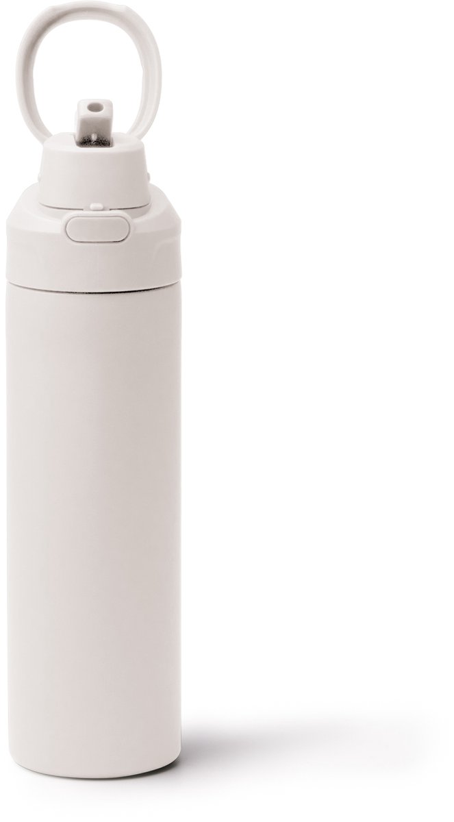 Witte Dubbelwandige RVS thermosfles 700 ml inclusief draaggreep