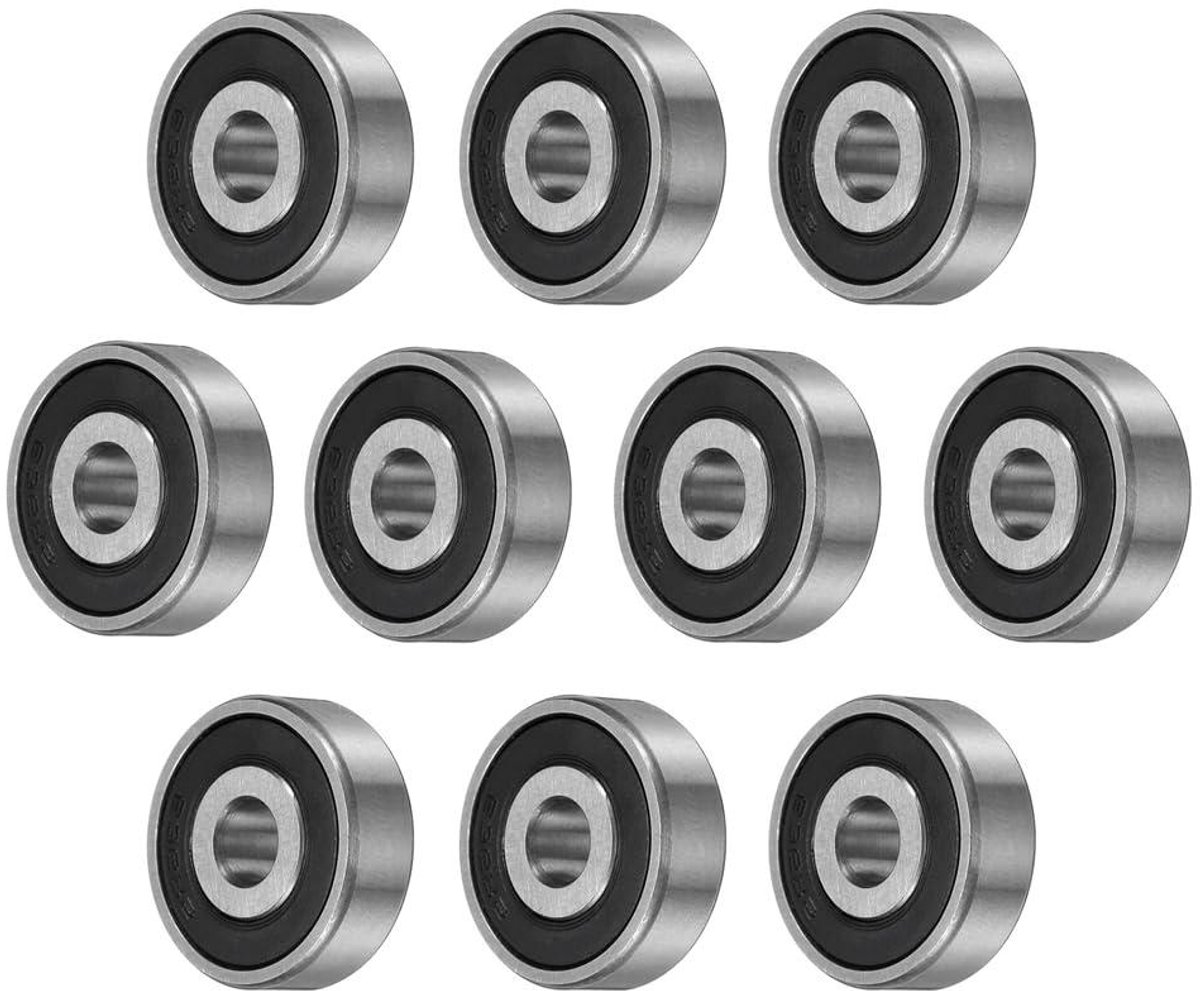 Cocoplus - Groefkogellagers - Staal - 10 stuks - 8 mm x 28 mm x 9 mm - Vermogensoverdracht - Dubbelzijdige rubberen afdichting - Geschikt voor 638-2RS