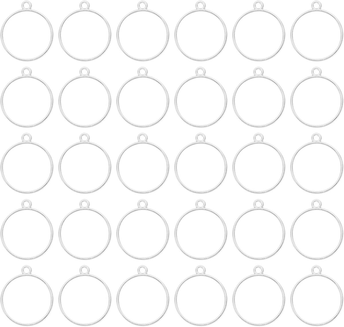 50pcs open edges - resin bezels pendants - open back bezels - geometrische pressed charm - bulk alloy hollow frame - voor resin maken - rond - zilverachtig