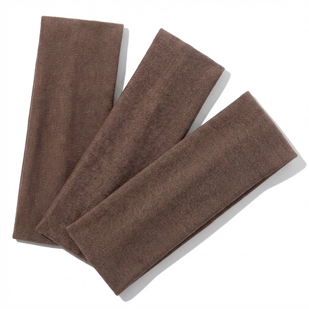 Set van 3 koffiebruine brede elastische haarbanden – zachte rekbare hoofdbanden voor dames