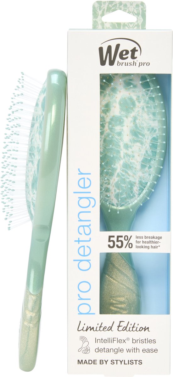 Wet Brush Pro Detangler Pearlescent Aura - Sage - Pro Detangler® Anti‑Klit Haarborstel - Ultra‑zachte IntelliFlex® Borstelharen – Ontwart Nat & Droog Haar Pijnloos - Vermindert Haarbreuk - Comfortabel Handvat – Voor Alle Haartypes