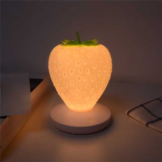 Schattige Kinder Nachtlamp Aardbei, Aanraakgevoelige Kleurwisselaar, LED Smiley van Merkloos — afbeelding 3
