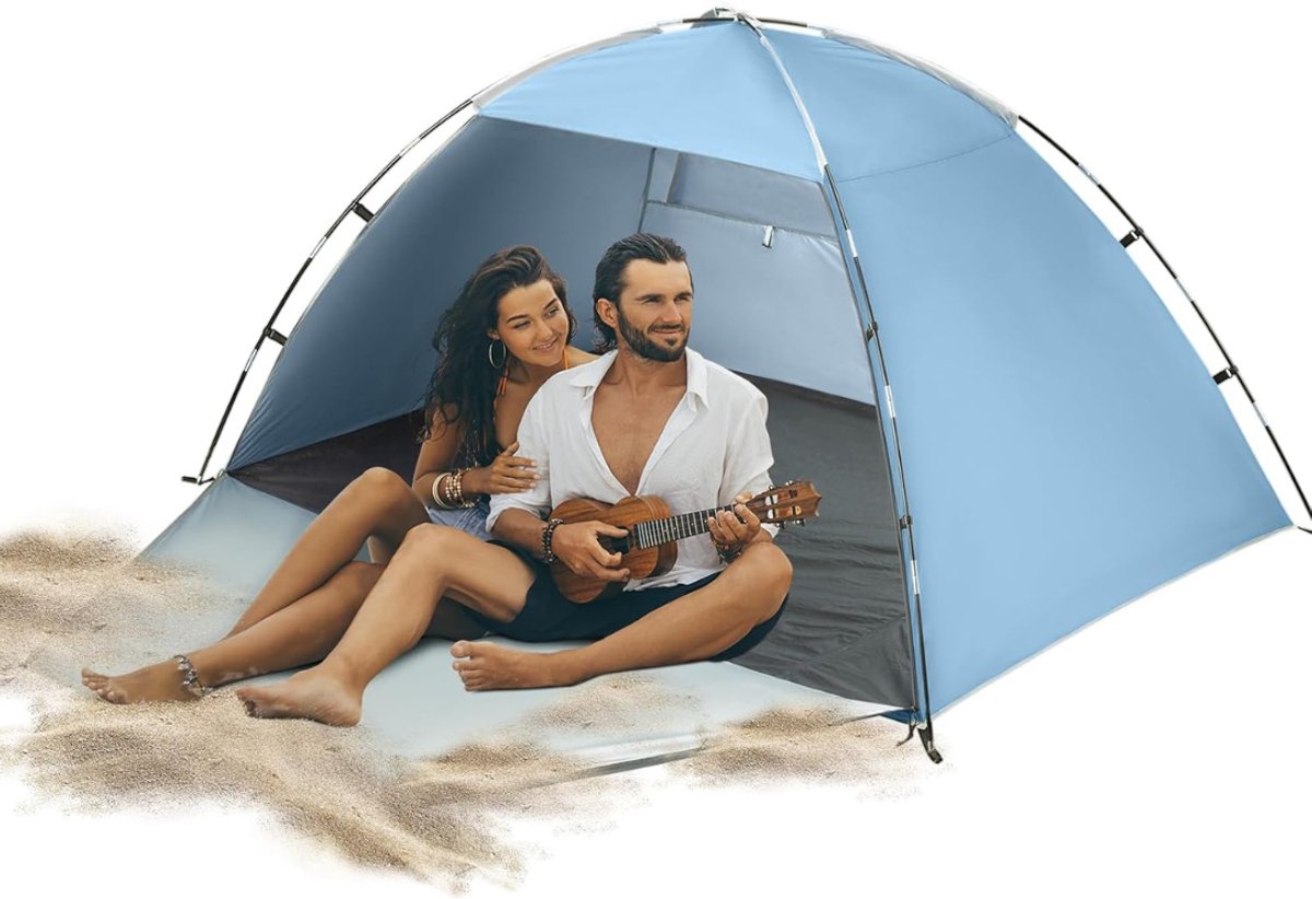 Aurixi® Strandtent uv Bescherming - Strandtent Baby Pop Up – Strandtentje Extra Licht – Zonbescherming - Lichtblauw - 210cm x 230cm x 120cm