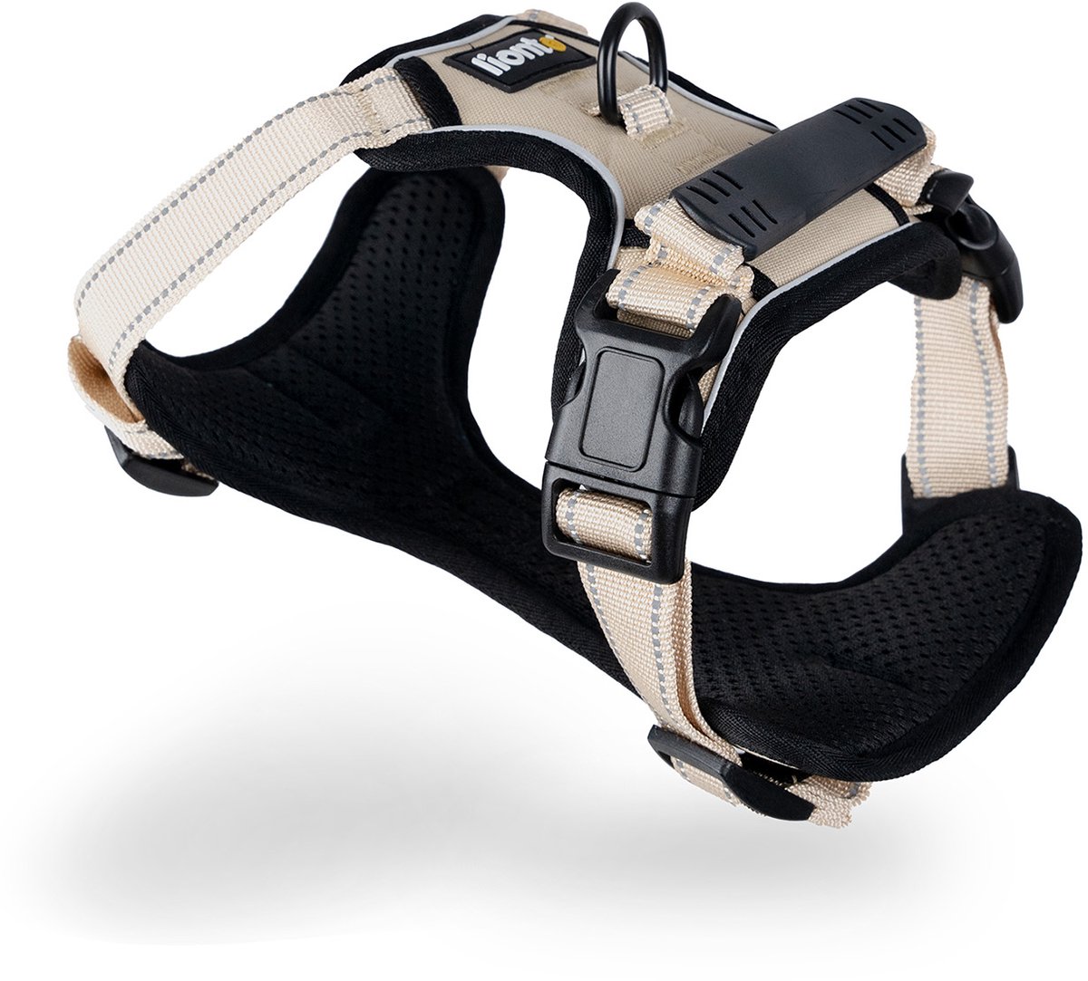 lionto anti-trek hondentuig, verstelbaar, reflecterend & ademend, beige M