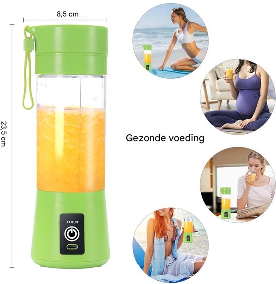 Ynkkvre - Mini-Mixer - Smoothie Maker - Draagbaar Met 6 Klingen En USB-Oplaadbare Batterij - 1 Stuk - Voor Thuis En Onderweg Groente van Ynkkvre — afbeelding 2