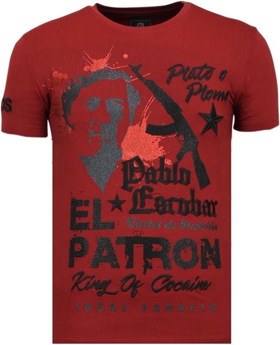 Local Fanatic El Patron Pablo - T-shirt strass - Bordeaux El Patron Pablo - T-shirt strass - T-shirt homme blanc Taille S