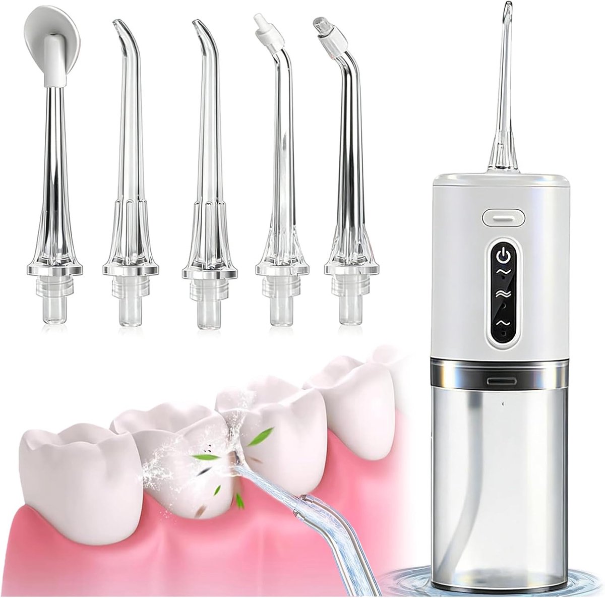 Tandflosser Draadloos - IPX7 Waterdicht - 280ml Reservoir - 5 Mondstukken - Puls-technologie - Geschikt voor Thuisgebruik en Reizen