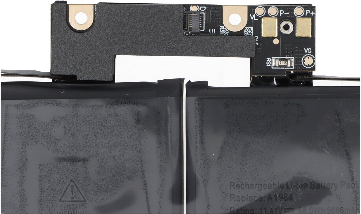 Accu geschikt voor A1964 voor MacBook Pro 13 "2018, A1989 EMC 3214, Li-Polymer, 11.41V, 5086mAh, 58.0Wh, ingebouwd, zonder gereedschap
