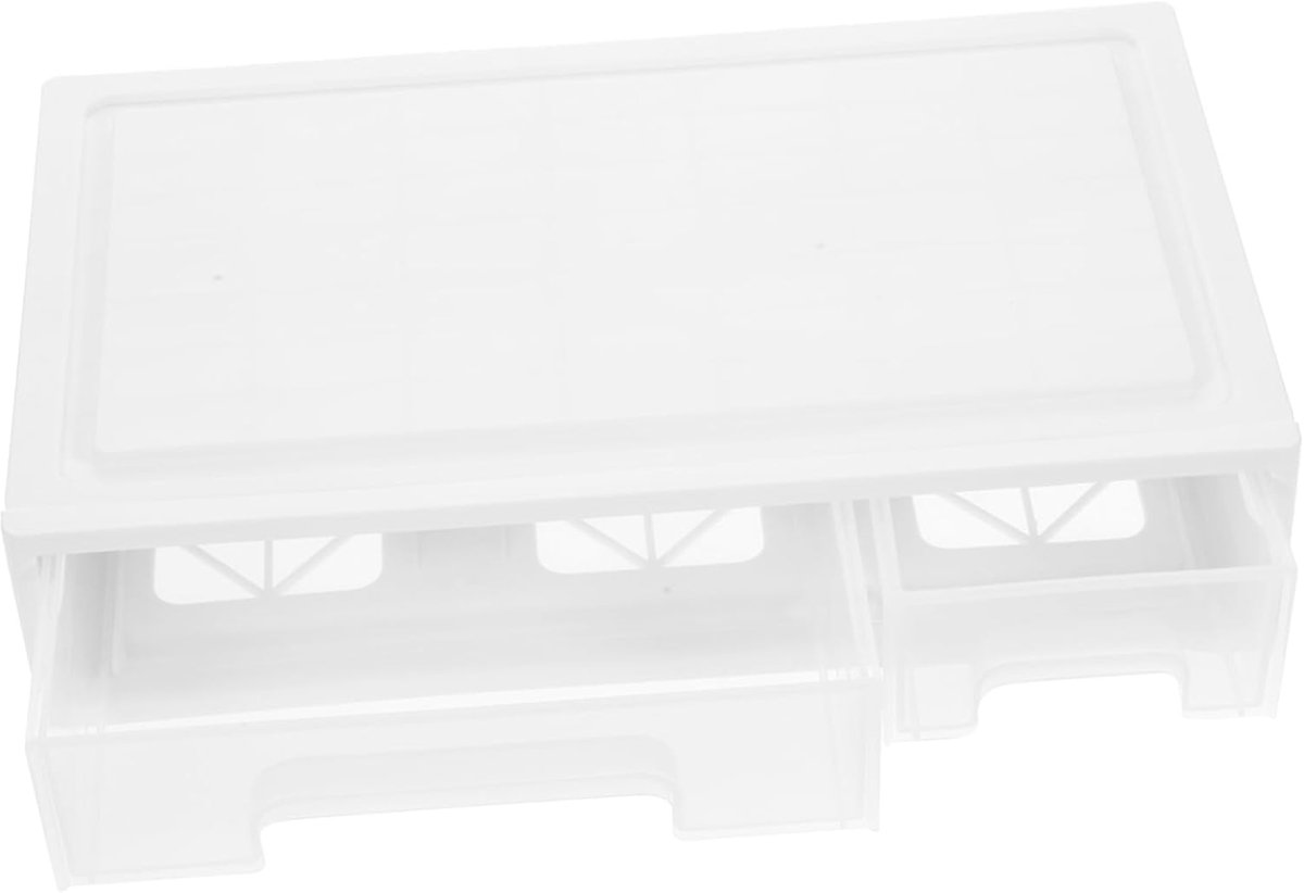 Opbergdoos Bureau - Lade Organizer - Kantoor Ordenen - Stapelbaar Ontwerp - 18x32x7 cm - Wit