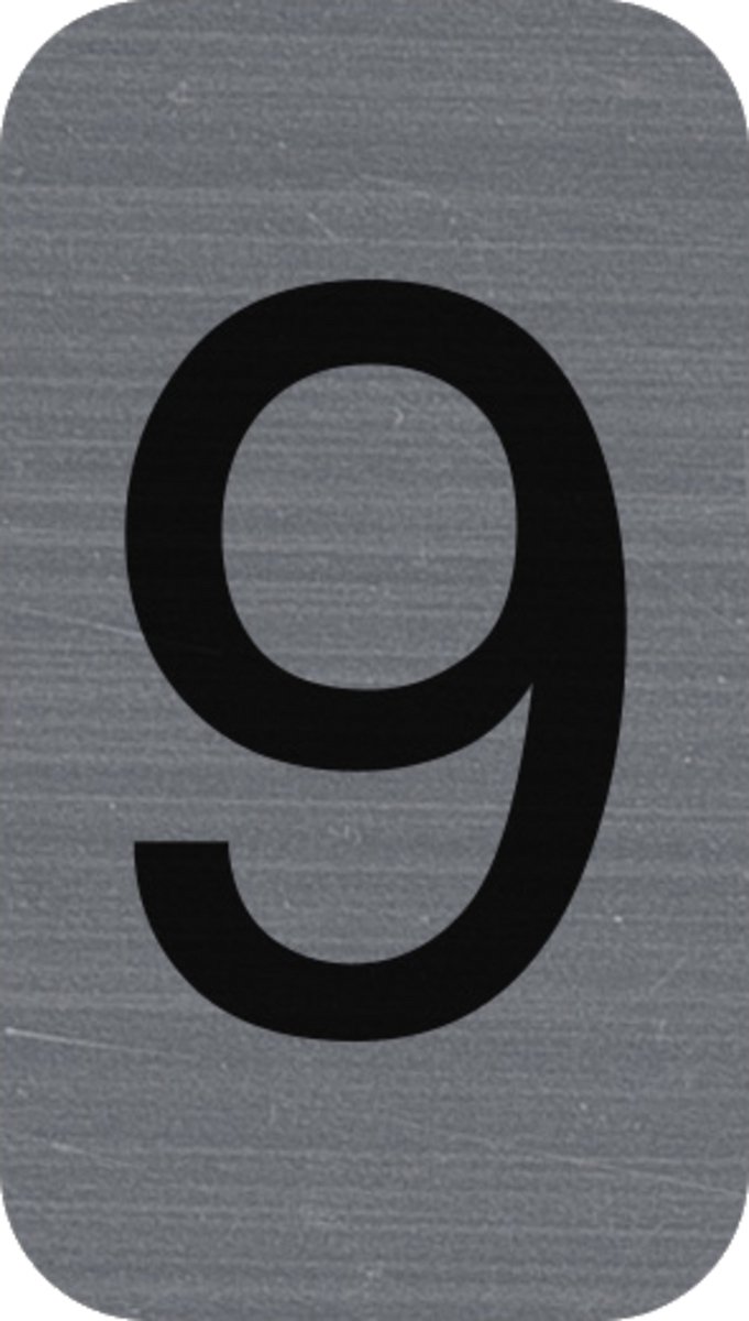 Exacompta Zelfklevend plaatje in imitatie aluminium Cijfer 9 - 2,5x4,4 cm - Grijs - 67189E