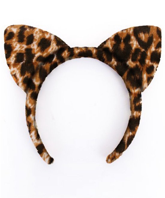 Diadeem met luipaardprint oortjes.