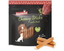 Rosewood Chewy Sticks Hondensnack Eend Medium – Kauwsticks van Runderhuid – Voordeelverpakking 500 g – Graanvrij – Zonder Kunstmatige Toevoegingen
