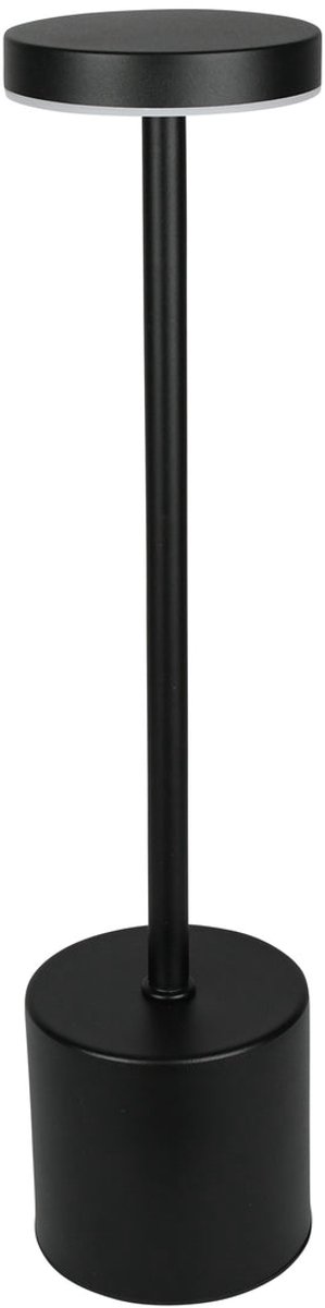 Tafellamp Oplaadbaar & Dimbaar – Zwart Metaal – Draadloos – 3 Lichtstanden (Warm/Wit) – LED Tafellamp – 34 cm