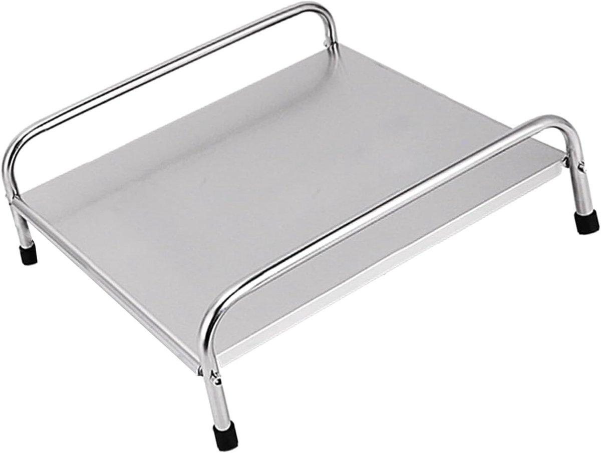 Kookplaat Organizer - Aanrecht Opbergrek - Keuken Opbergen - Antislip Voetjes - 40 x 32 cm - Zilver