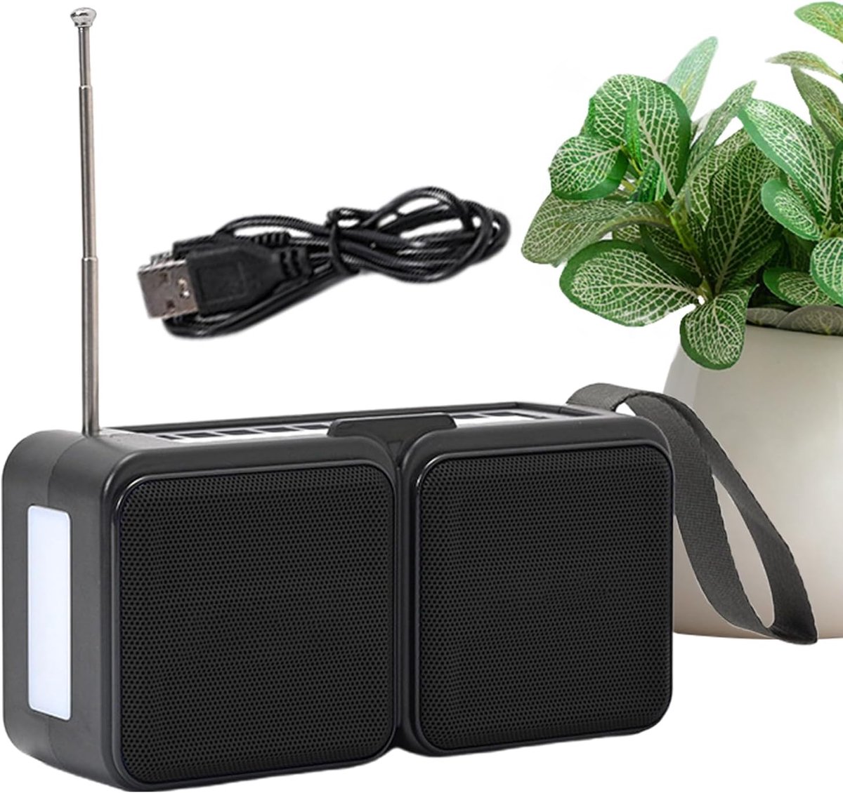 Draagbare Radio - Noodradio Zaklamp - Kamperen Buiten - Zonne-energie Opladen - 15.6x7.8x5.8cm - Zwart
