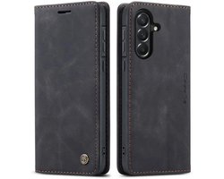 CaseMe 013 Hoesje Geschikt voor Samsung Galaxy A57 - Book Case met Standaard - Portemonnee Beschermhoes - Pasjeshouder voor Twee Pasjes - Zwart