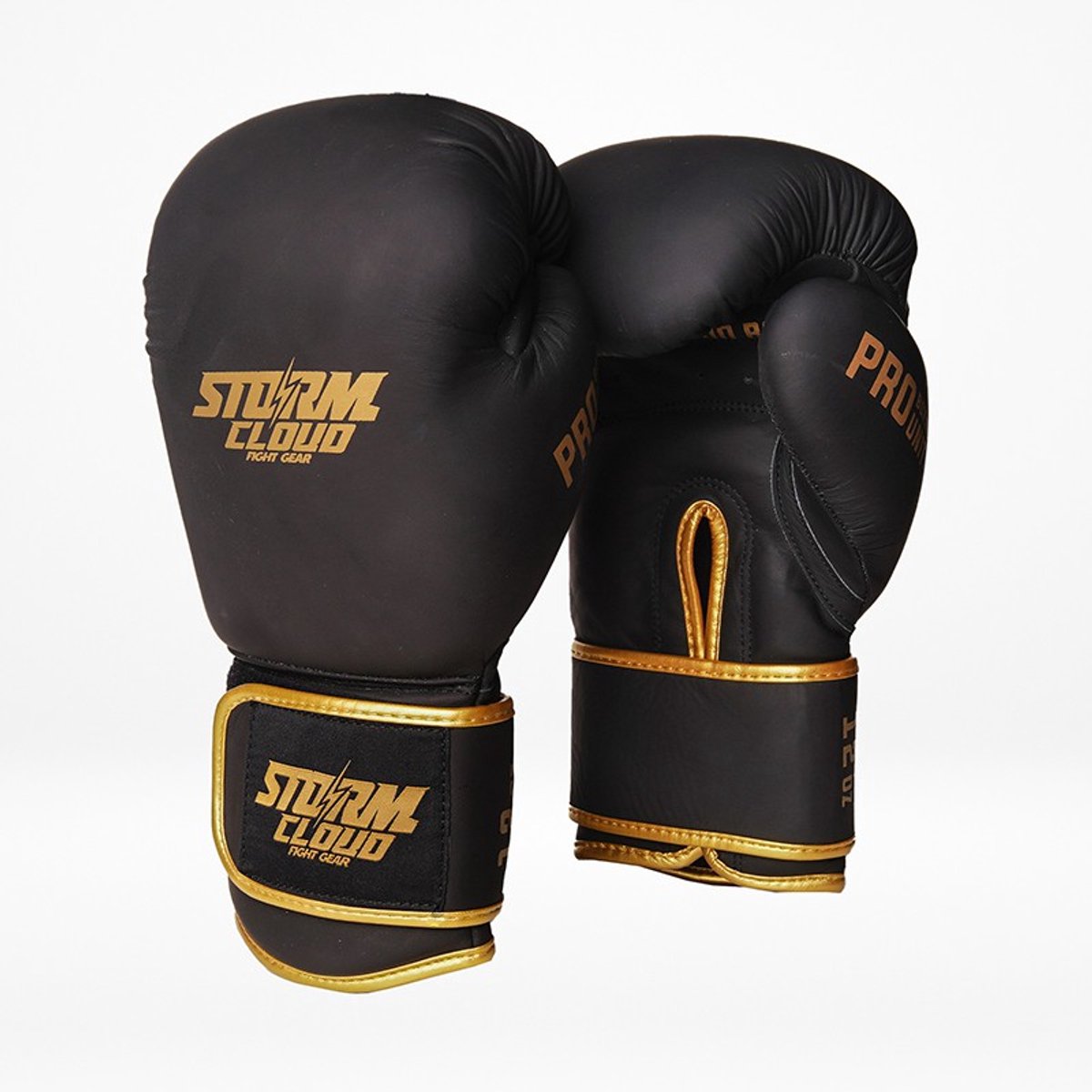 StormCloud Boxing Pro - Bokshandschoenen - Zwart/Goud - Leer - 12oz