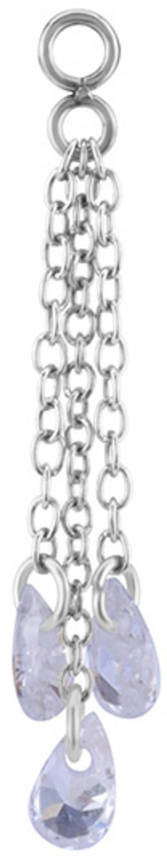 Crazy Needles - Charmsketting - Zilverkleurig - Witte Zirkonia - 30 mm