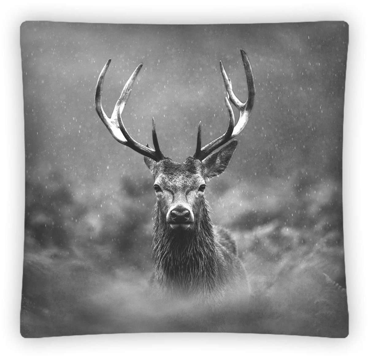 Detexpol - Sierkussenhoes - 40x40cm - 3D Effect - Grijs - Hert