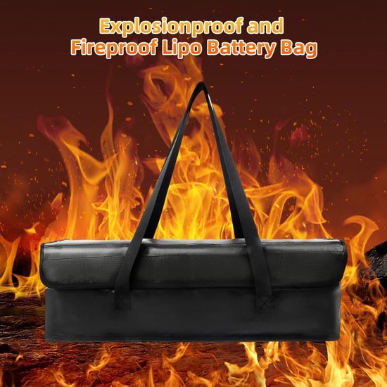 Brandwerende Accutas voor Elektrische Fiets - Lipo Safe Bag - Extra Groot 40x15x15cm - Brandvertragend & Waterdicht - Veilige Opbergtas voor Thuis & Transport - Zwart van Merkloos — afbeelding 2