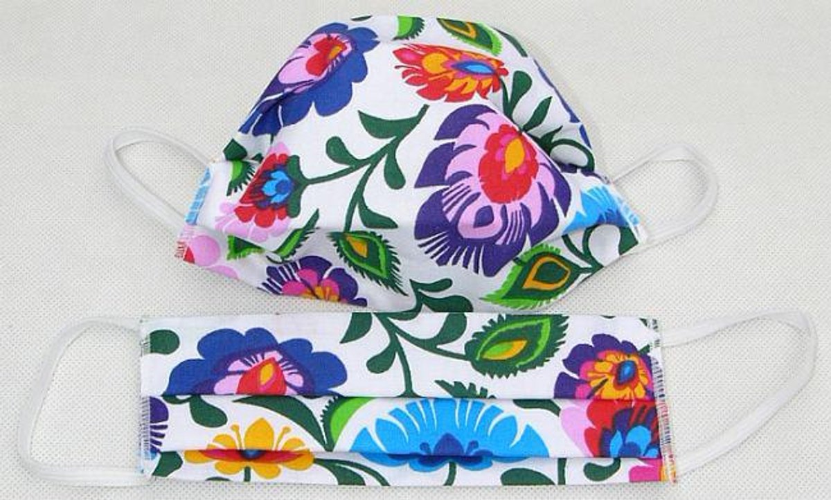 KARO - Gezichtsmasker - Kinderen - Traditioneel Łowicki Patroon - Wit