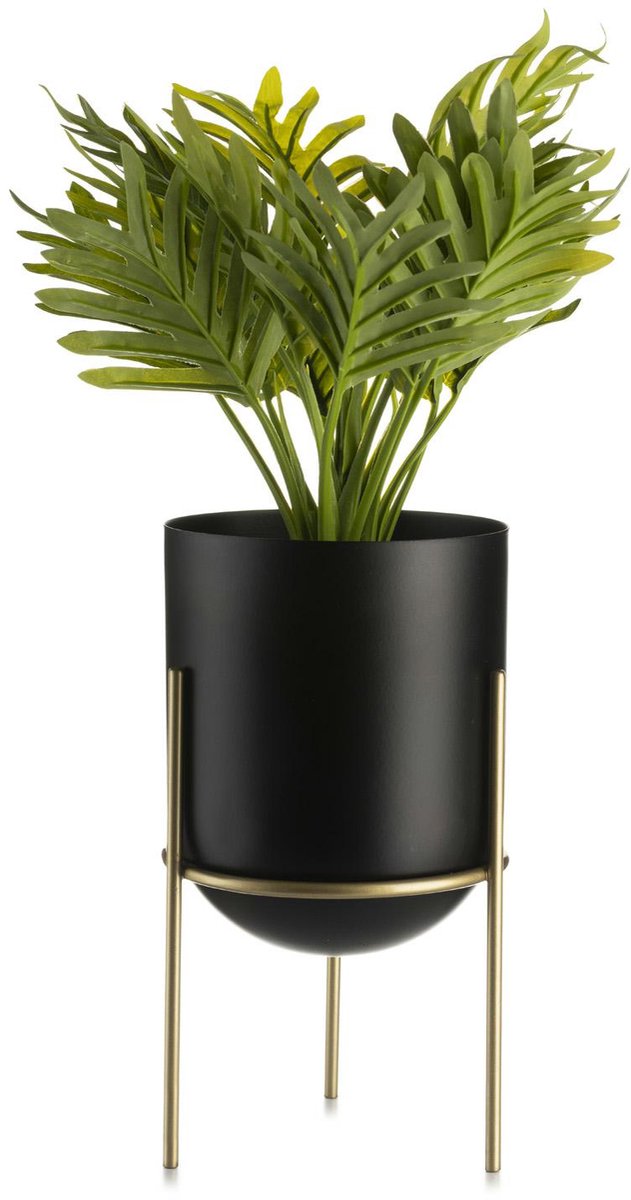 LoftPlant Elegance - Plantenstandaard - Modern loftdesign - Staalconstructie - Goudkleurig met zwarte inzet - 20 cm