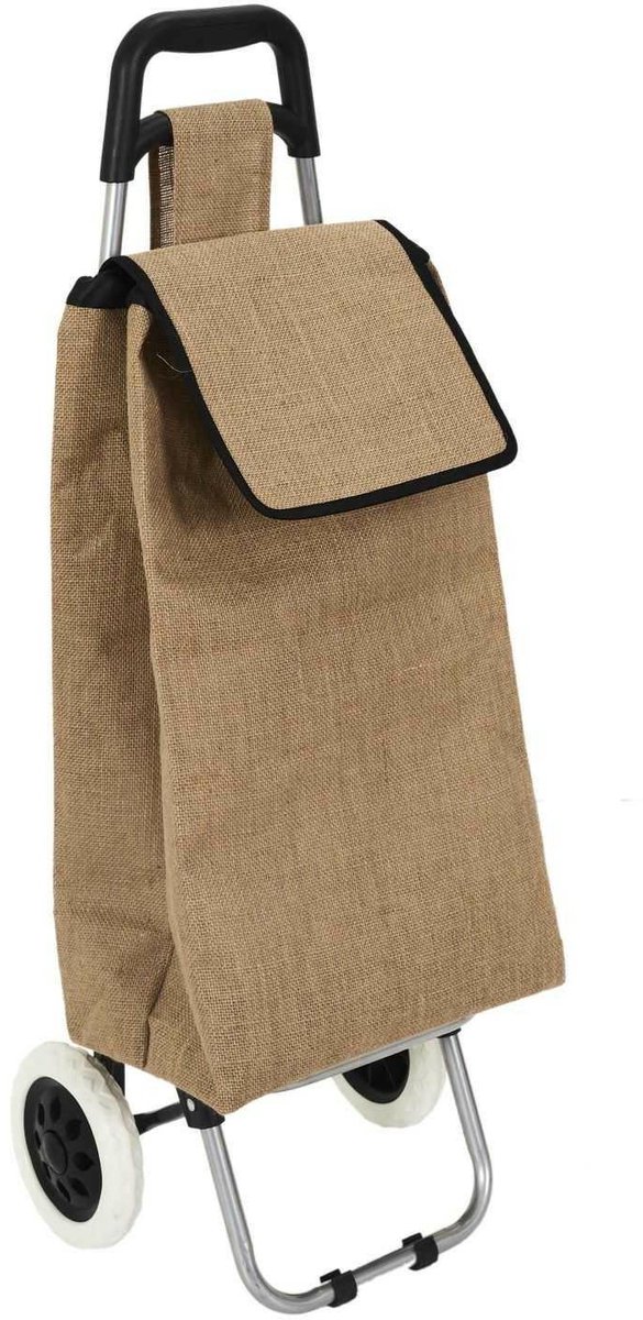 HowHomely ECO ROLL - Boodschappentrolley - Jute - Milieuvriendelijk - Stijlvol