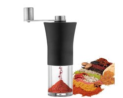 Handkoffiemolen - Maalapparaat Bonen - Verse Koffie - Keramische Maalschijf - 11x7x15 cm - Zilver