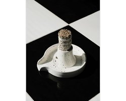 Keramisch wierookvat, geschikt voor salie, wierookstokjes en kegelwierook, ideaal voor meditatie en yoga, wit met stippen