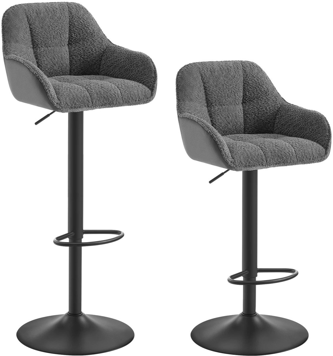 NordHaus Barkrukken Set 2 Stuks - Draaibare Barstoelen - In Hoogte Verstelbaar 63-84 cm - Rugleuning Voetsteun - 150 kg