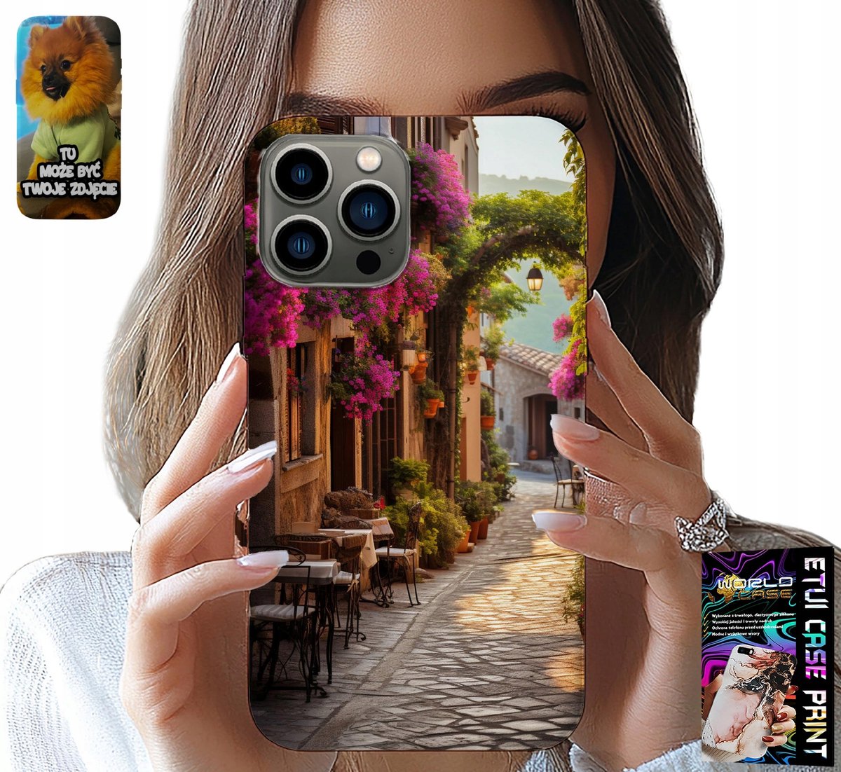 HOESJE VOOR IPHONE 13 PRO - SCHILDERACHTIGE STRAAT MET EEN CAFÉ + GLAS