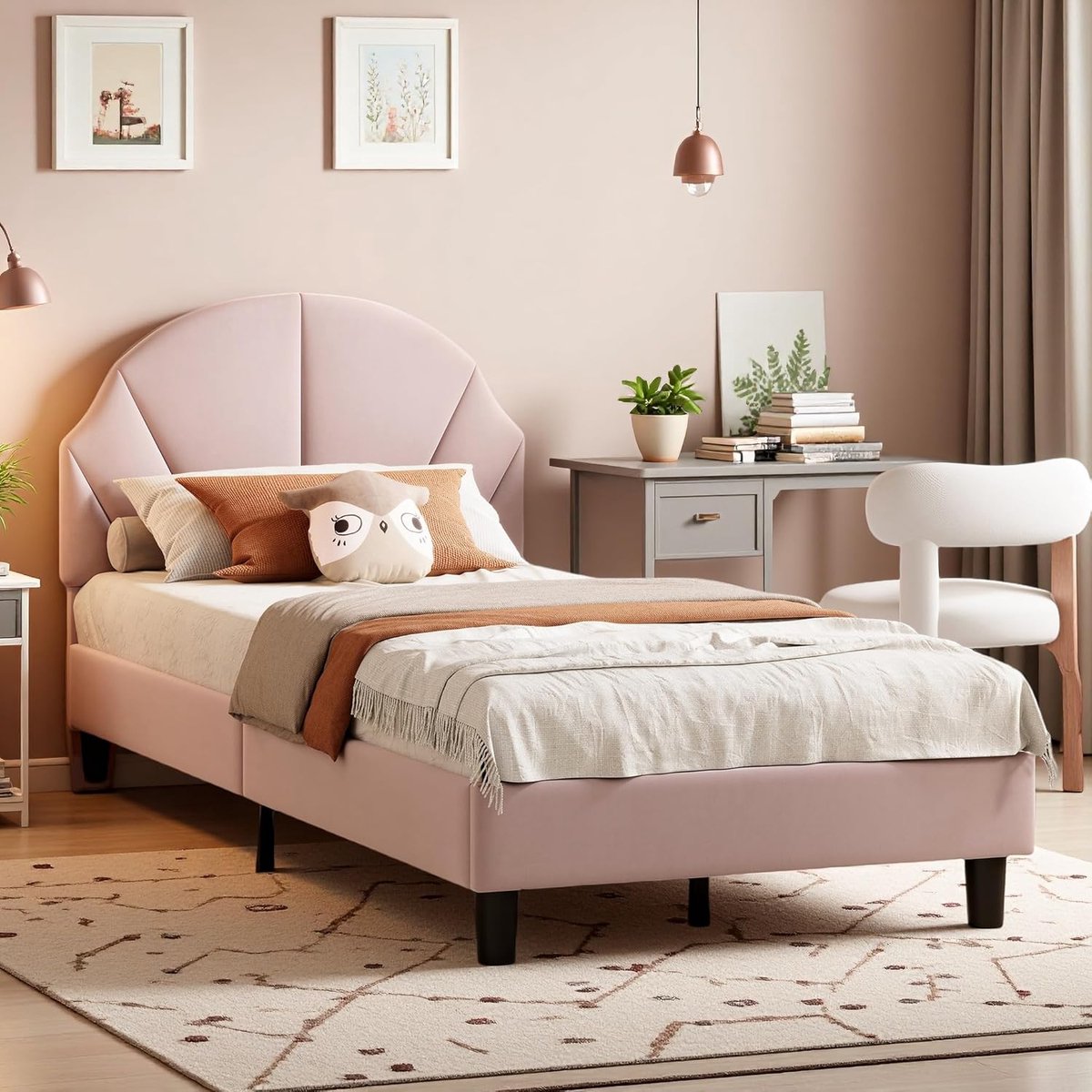 Gestoffeerd Kinderbed - Meisjesbed Prinsessenbed - Slaapkamer Inrichten - Verstelbaar Hoofdeinde - 90 x 200 cm - Roze