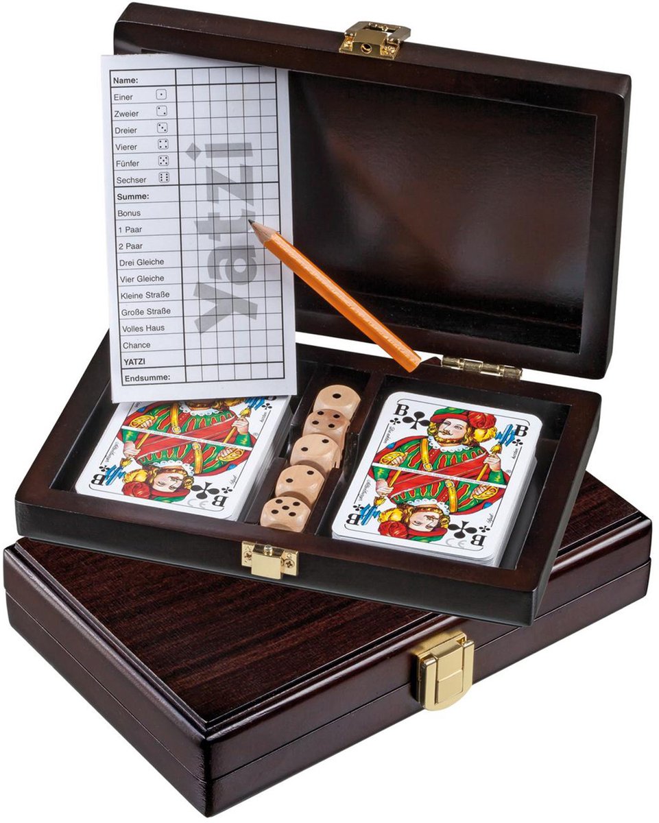 Philos Rommé, Set Speelkaarten met Dobbelsteen Set (5 stuks) en Yatzi