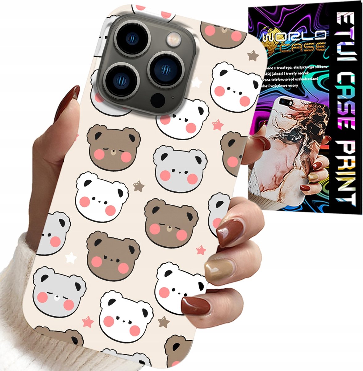 iPhone 14 Pro hoesje - Teddybeerpatroon voor de allerkleinsten + glas