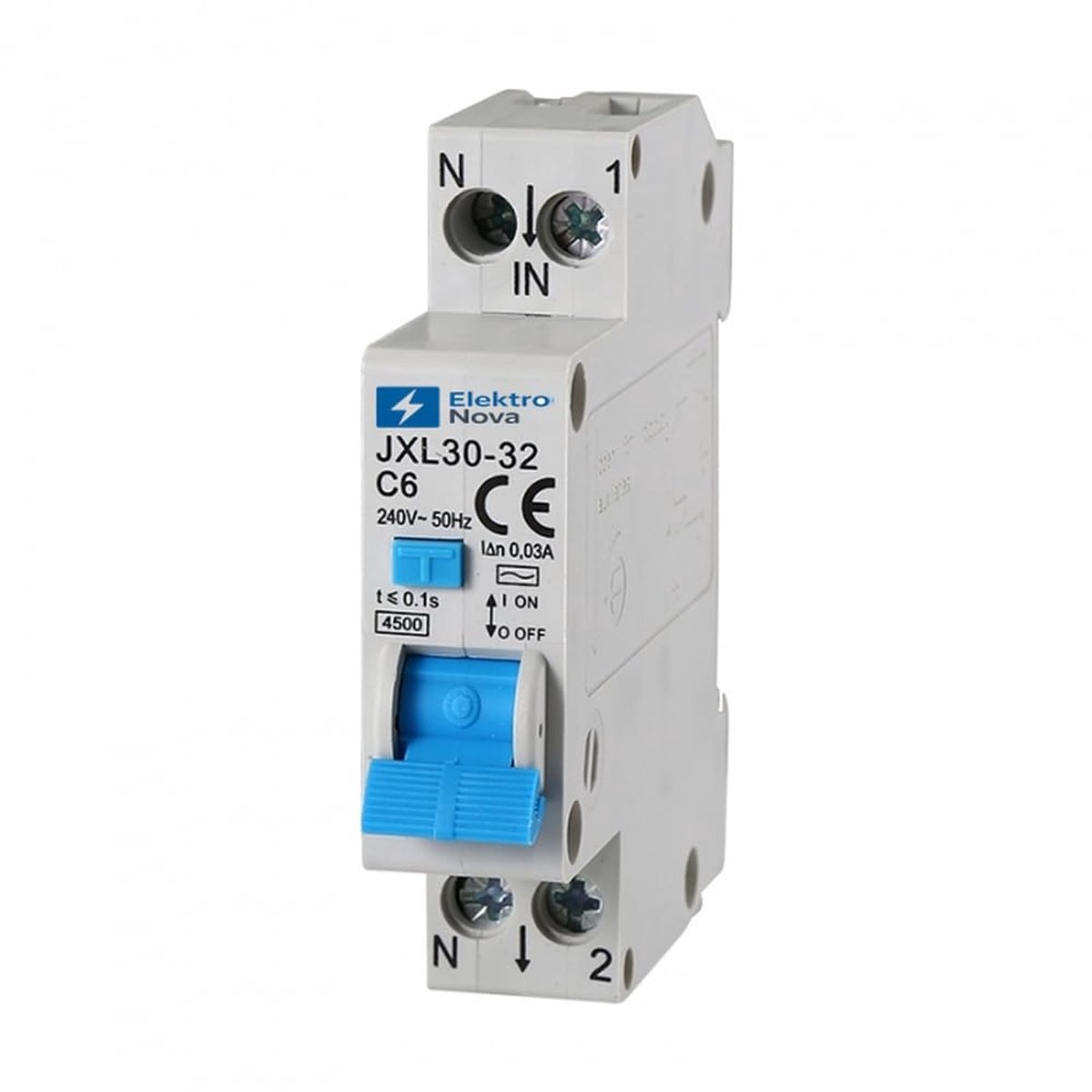 Stroomonderbreker - Automatische Zekering - Bescherming Installatie - 1 DIN Module - 6A 30mA