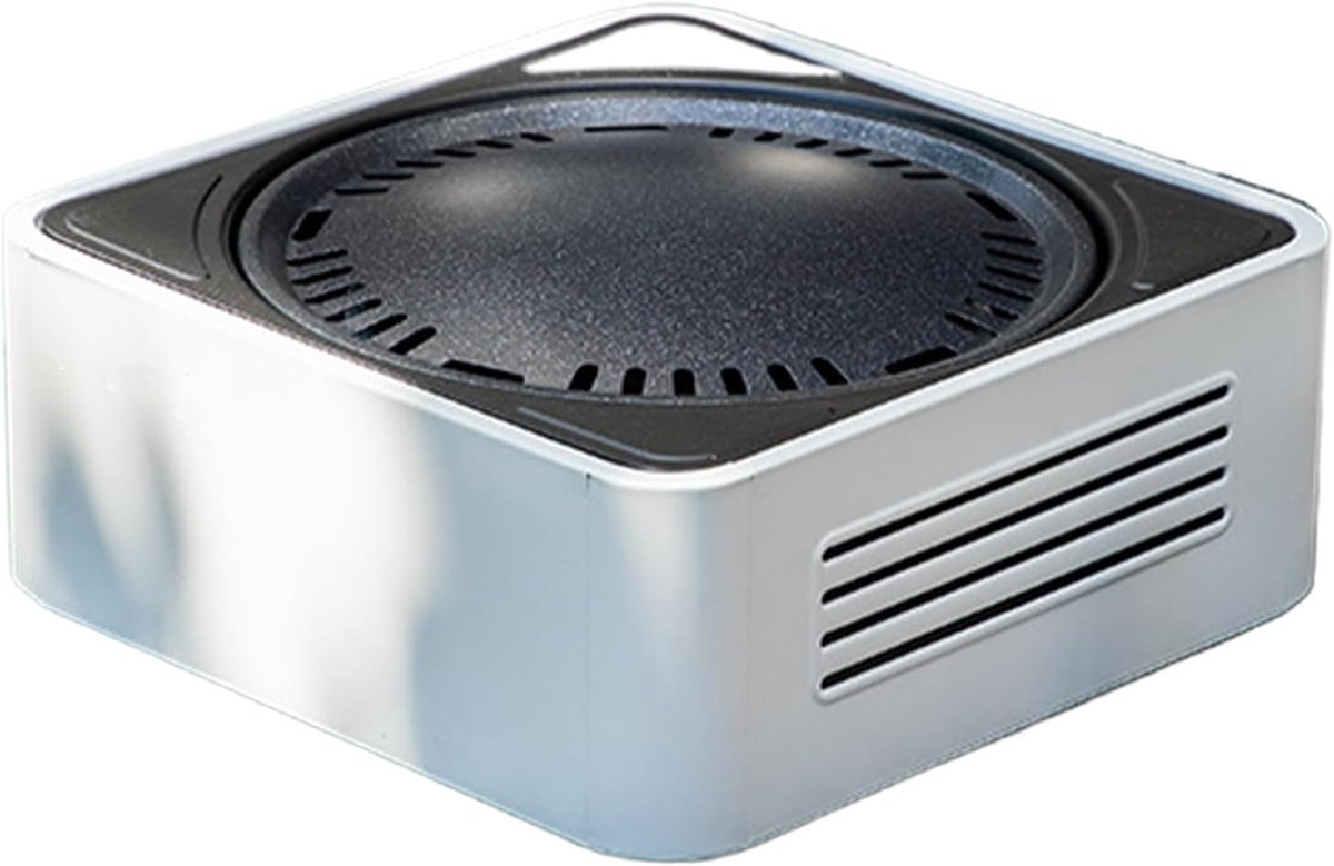 Houtskoolbarbecue - Compacte Grill - Buiten Koken - Oliebestendige Coating - 17x41x17 cm - Wit