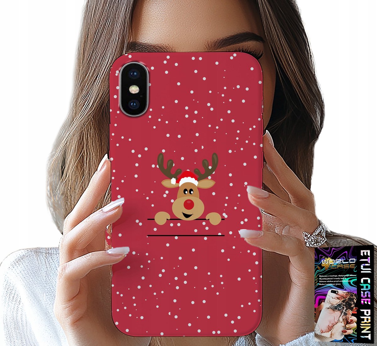 HOESJE VOOR IPHONE XS MAX - KERSTRENDIEREN, KERSTMAN + GLAS