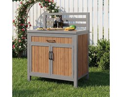 Tuinkast Buiten - Outdoor Keuken - Terras Grillen - Werkblad Met Lade - 80x54x119 cm - Houtkleur