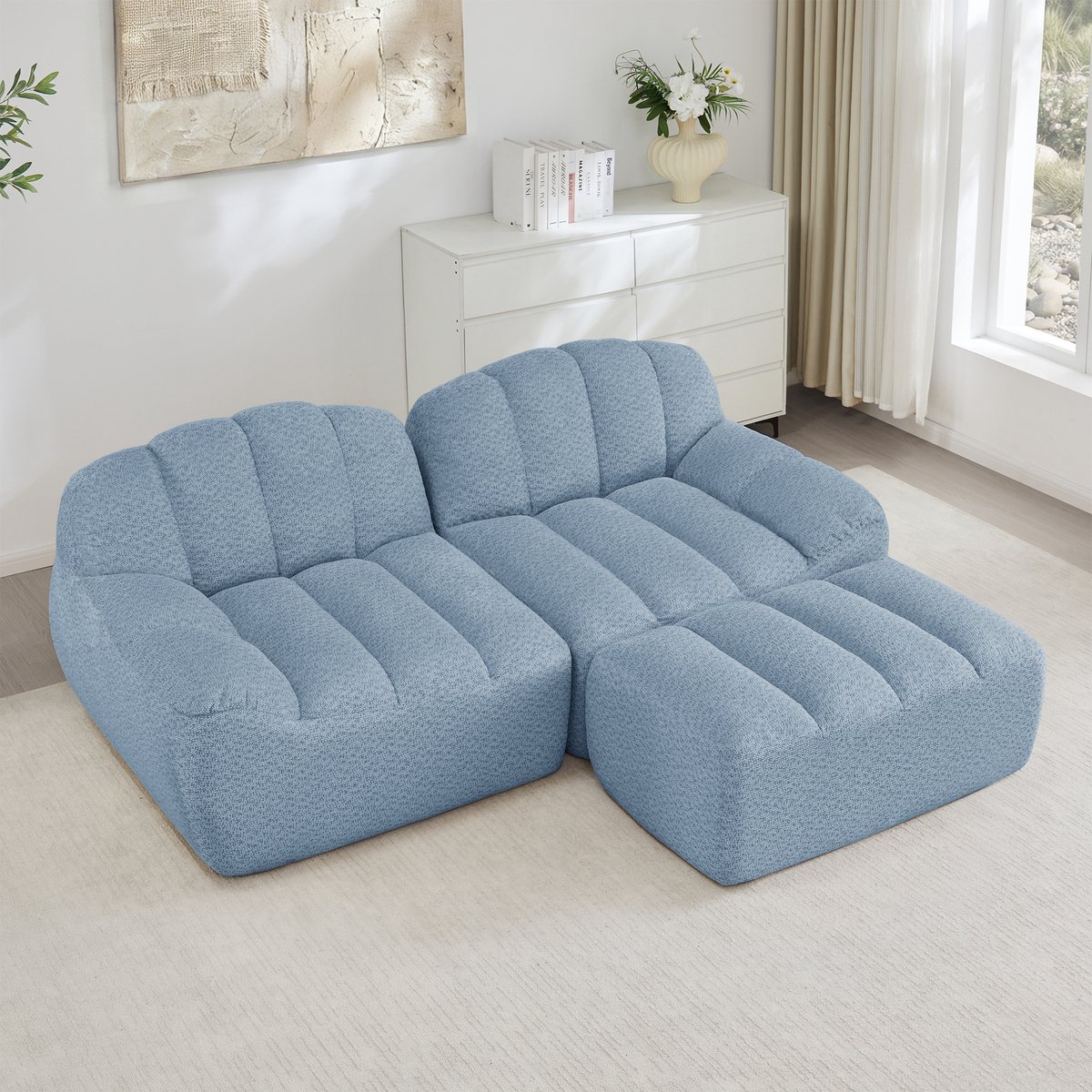 HAUSS SPOLE Hoekbank - Modulaire Bank Zonder Frame - L-Vorm Met Hocker - Voor Woonkamer En