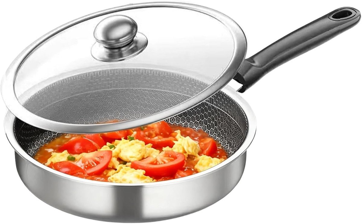 Roestvrijstalen Wokpan Keuken Wok Thuis Koken Honingraat Antiaanbaklaag 30 cm Diameter