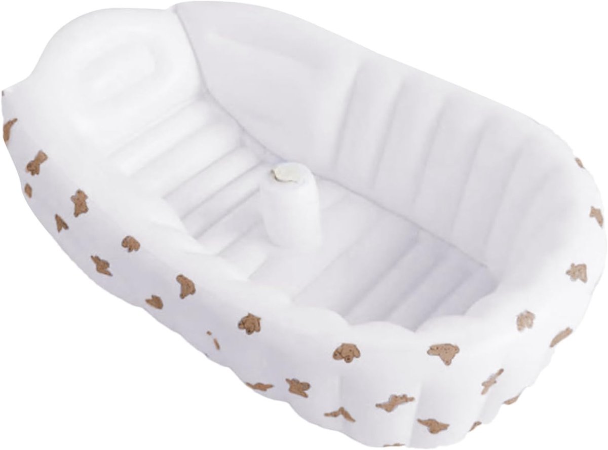 Opblaasbaar Babybad - Draagbaar Badje - Veilig Baden - Ergonomische Steun - 90x55cm - Beer