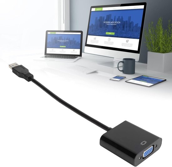 USB naar VGA Adapter - Externe Display Extender - Werkruimte Uitbreiden - Plug en Play - 5 Gbps Snelheid - Zwart — afbeelding 4